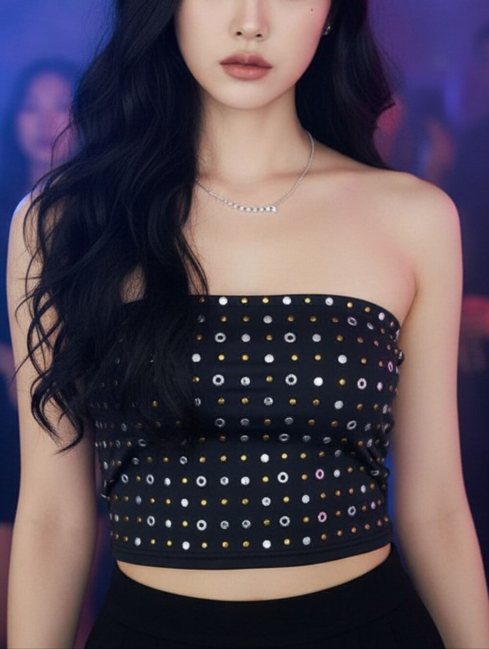 NWT Black Strapless Studded Bandeau Top